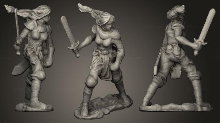 Figurines of girls (Female Warrior, STKGL_0091) 3D models for cnc